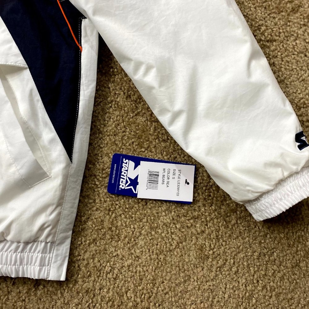 Bears Jacket Chicago STARTER NFL Half Zip Hooded Jacket  WHITE 3X 5X - Picture 8 of 9